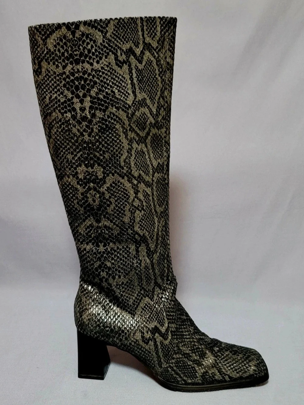 Naturalizer Women's Over-the-Knee Snake-Print Block Heel Boots - Black/Gray